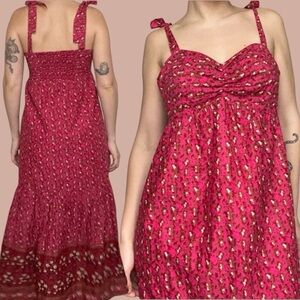 C&C California Red boho cotton flowy maxi dress